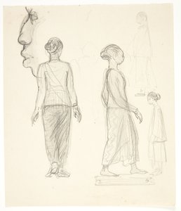 Study Sheet with Javanese Women, Profile Head on the Left