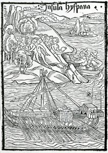 Arrival of Columbus Caravel on the Island of Hispaniola