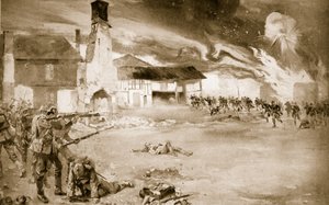 French defeat the German Imperial Guard in a village which changed hands four times, 1914-19 by Sydney Adamson