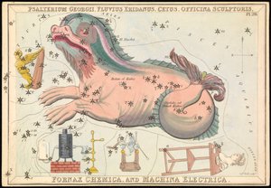 Psalterium Georgii, Fluvius Eridanus, Cetus, Officina Sculptories, Fornax Chemica and Machina Electrica, c.1825 by Sydney Hall
