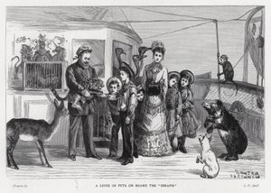 King Edward VII with captured wild animals aboard the troopship, the Serapis on his visit to India