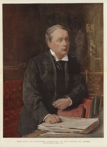 The Earl of Rosebery speaking in the House of Lords by Sydney Prior (after) Hall
