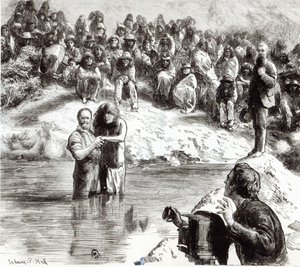 A Baptism of North American Indians - Mormons Posing as Apostles of Christ, 1892 by Sydney Prior Hall