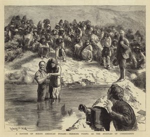 A Baptism of North American Indians, Mormons Posing as the Apostles of Christianity by Sydney Prior Hall
