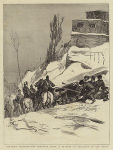 Canadian Sketches, the Dominion Force, a Battery of Artillery on the March by Sydney Prior Hall