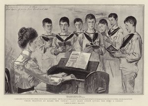 Choir Practice on Board the Ophir, Lady Mary Lygon giving the Boys a Lesson