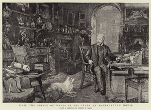 H R H The Prince of Wales in his Study at Marlborough House by Sydney Prior Hall