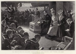 The Cruise of the King and Queen, Church Service on Board the Royal Yacht Victoria and Albert by Sydney Prior Hall