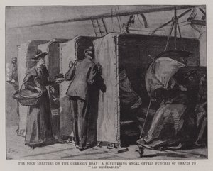 The Deck Shelters on the Guernsey Boat, a Ministering Angel Offers Bunches of Grapes to Les Miserables by Sydney Prior Hall
