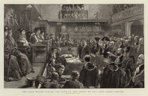 The Lord Mayor Taking the Oath in the Court of the Lord Chief Justice by Sydney Prior Hall