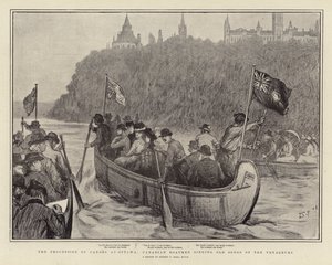 The Procession of Canoes at Ottawa, Canadian Boatmen Singing Old Songs of the Voyageurs by Sydney Prior Hall