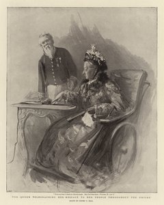 The Queen Telegraphing Her Message to Her People Throughout the Empire