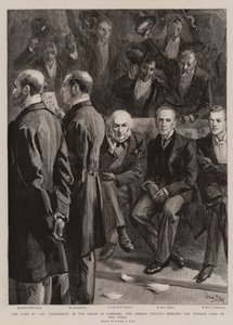 The Vote of No Confidence in the House of Commons, the Liberal Tellers bringing the Division Lists to the Table by Sydney Prior Hall