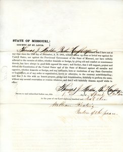 Loyalty oath of Thomas J. Madden of Missouri, County of St. Louis