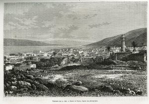 General View of Tiberiade (Israel) (engraving by Taylor, to illustrate the story of Syria Today by M. Lortet)