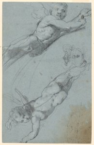 Sketches of Two Winged Putti and an Urn by Taddeo Zuccaro