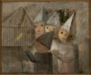 Children in Front of a Cage with a Canary by Tadeusz Makowski