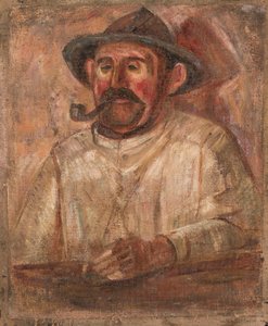 Bust of a Man in a Hat with a Pipe by Tadeusz Makowski