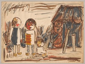 Three Children with Sheaves by Tadeusz Makowski