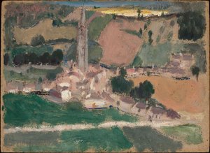 View of a Small Town with a Church Tower by Tadeusz Makowski