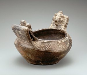 Two headed bowl (ceramic) by Taino Culture: Fine art print
