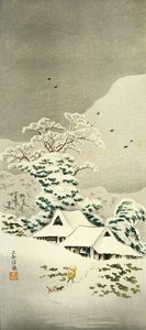 Scene in snow in Sawatari in Joshu District, circa 1930 by Takahashi Shotei