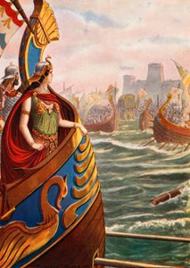 Cleopatra at the battle of Actium by Tancredi Scarpelli