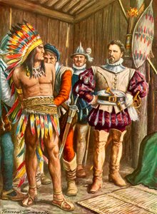 Ferdinando Cortes Imprisoning Montezuma by Tancredi Scarpelli
