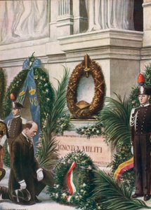 Homage by il Duce at the tomb of the unknown soldier by Tancredi Scarpelli