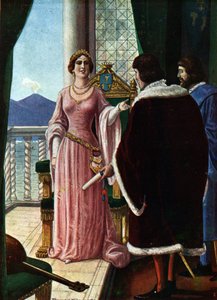 Queen Joanna II of Naples Chooses Louis III as King of Naples. Illustration by Tancredi Scarpelli