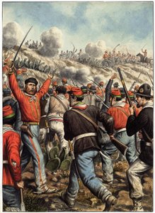 Risorgimento: Representation of Giuseppe Garibaldi (1807-1882) During a Battle - Cover for "Garibaldi, Illustrated Chronicle of the Garibaldian Epic" 1930-1934