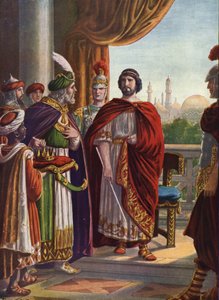 Roman Antiquity: Emperor Julian the Apostate (Julian the Philosopher or Julian II) victorious by the Persian King Shapur II in 363 AD (Illustration by Tancredi Scarpelli)