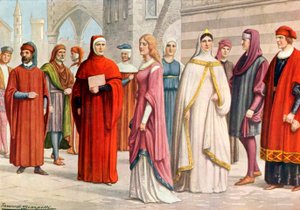 Tuscan costumes of the 13th century by Tancredi Scarpelli