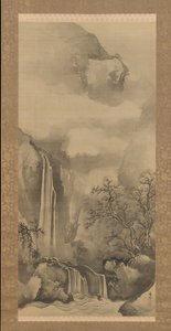 Landscape with Waterfall by Tani Buncho