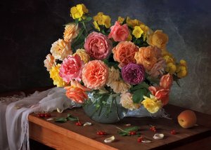 Colorful Rose Still Life by Tatyana Skorokhod