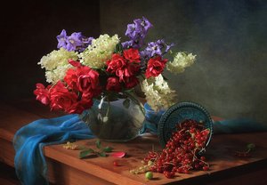 Elegant Roses and Berries by Tatyana Skorokhod