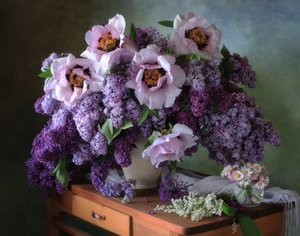 Lilac Peony Bouquet by Tatyana Skorokhod