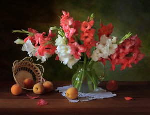 Summer Gladioli and Peaches by Tatyana Skorokhod