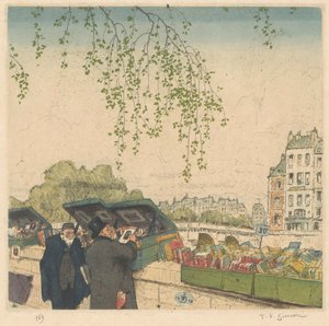 Bookseller on a Quay in Paris by Tavík František Šimon (signed by artist)