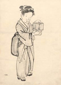 Girl Holding a Cricket Cage by Tawaraya Sōri