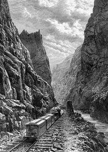A train passing through the Rocky Mountains, USA by Taylor