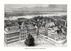 Town Hall and River Schelde, Antwerp, Belgium