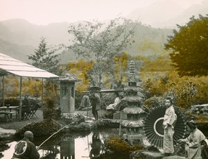 Fishing Day in the Dainichi Garden - Do in Nikko, circa 1900 - 1915 by Teijiro Takagi