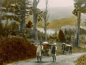 Japanese Girl in a Kago, Hakone Region, circa 1900 - 1915 by Teijiro Takagi