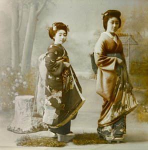 Portrait of Two Young Geisha circa 1900 - 1915 by Teijiro Takagi