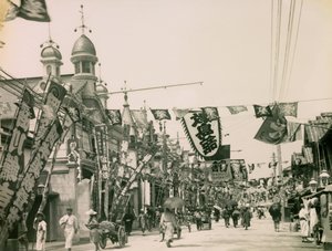 Theatre Street in the Shinkaichi District of Kobe, circa 1900 - 1915 by Teijiro Takagi