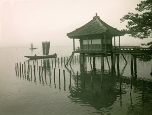 Ukimido Temple on the Shores of Lake Biwa, circa 1900 - 1915 by Teijiro Takagi