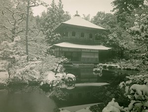 View of Ginkaku-ji Under the Snow in Kyoto, circa 1900 - 1915 by Teijiro Takagi