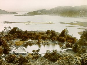 View of Rakurakuen Garden, Near Lake Biwa, circa 1900 - 1915 by Teijiro Takagi