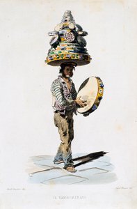 The Tambourine Man, Engraving by Giovanni Fusaro from a Drawing by Teodoro Duclere